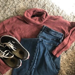Pink turtleneck sweater!